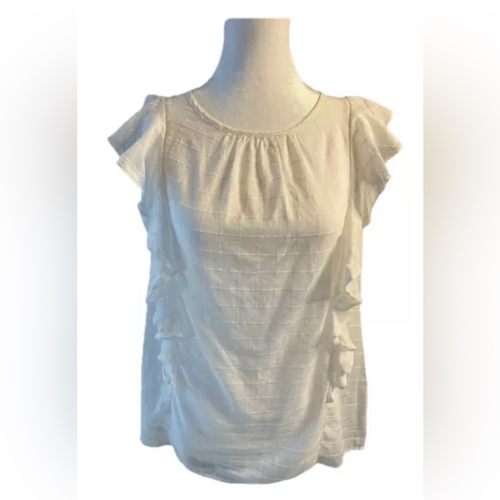 Chaps Women’s Western Sleeveless Top White Ruffled Lightweight Size Small NWT